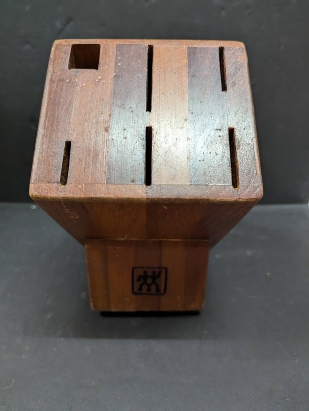 J. A. Henckels Zwilling Knife Walnut Block Brazil Footed 5 Knife 1 Sharpener